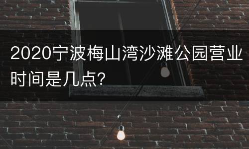 2020宁波梅山湾沙滩公园营业时间是几点？