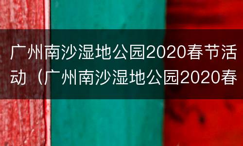 广州南沙湿地公园2020春节活动（广州南沙湿地公园2020春节活动图片）