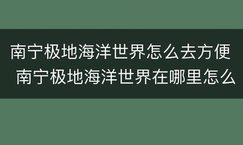 南宁极地海洋世界怎么去方便 南宁极地海洋世界在哪里怎么走