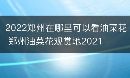 2022郑州在哪里可以看油菜花 郑州油菜花观赏地2021