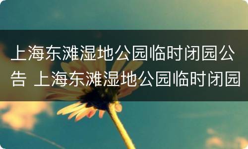 上海东滩湿地公园临时闭园公告 上海东滩湿地公园临时闭园公告文件