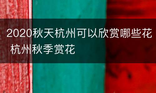 2020秋天杭州可以欣赏哪些花 杭州秋季赏花
