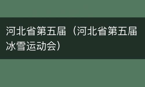 河北省第五届（河北省第五届冰雪运动会）