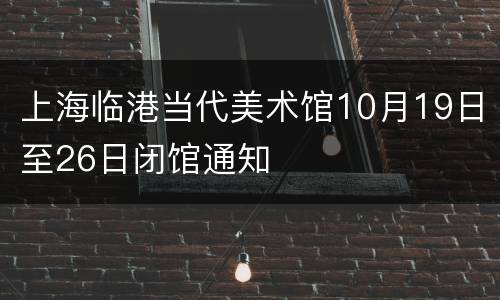 上海临港当代美术馆10月19日至26日闭馆通知