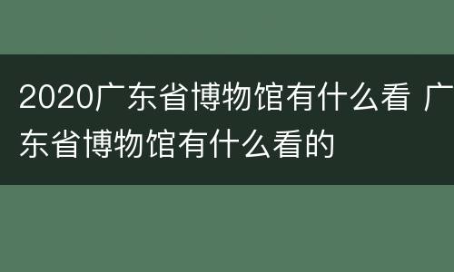 2020广东省博物馆有什么看 广东省博物馆有什么看的