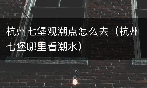 杭州七堡观潮点怎么去（杭州七堡哪里看潮水）