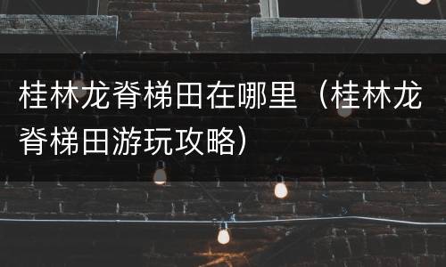桂林龙脊梯田在哪里（桂林龙脊梯田游玩攻略）