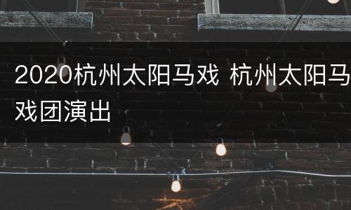 2020杭州太阳马戏 杭州太阳马戏团演出