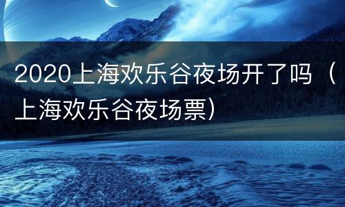 2020上海欢乐谷夜场开了吗（上海欢乐谷夜场票）