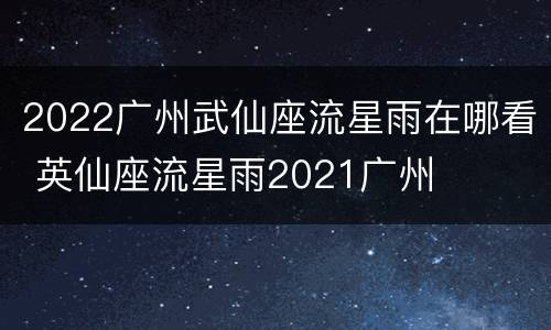 2022广州武仙座流星雨在哪看 英仙座流星雨2021广州