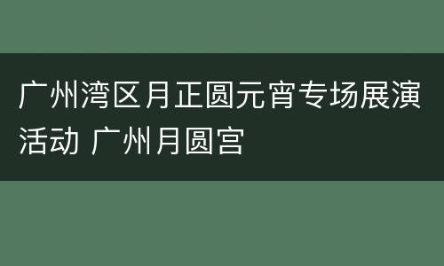 广州湾区月正圆元宵专场展演活动 广州月圆宫