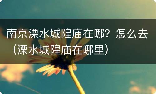 南京溧水城隍庙在哪？怎么去（溧水城隍庙在哪里）