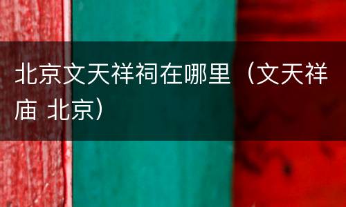 北京文天祥祠在哪里（文天祥庙 北京）