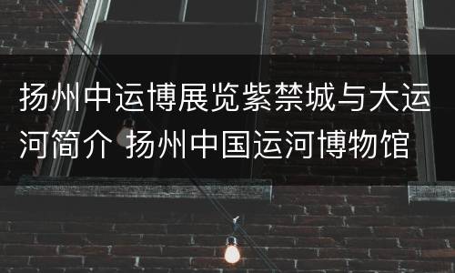 扬州中运博展览紫禁城与大运河简介 扬州中国运河博物馆