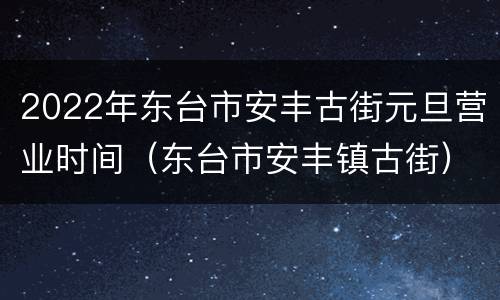 2022年东台市安丰古街元旦营业时间（东台市安丰镇古街）