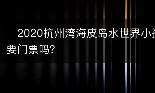 2020杭州湾海皮岛水世界小孩要门票吗？