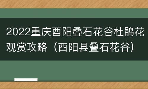 2022重庆酉阳叠石花谷杜鹃花观赏攻略（酉阳县叠石花谷）