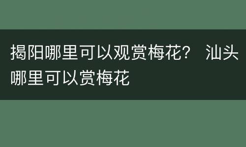 揭阳哪里可以观赏梅花？ 汕头哪里可以赏梅花