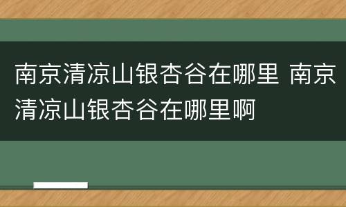 南京清凉山银杏谷在哪里 南京清凉山银杏谷在哪里啊