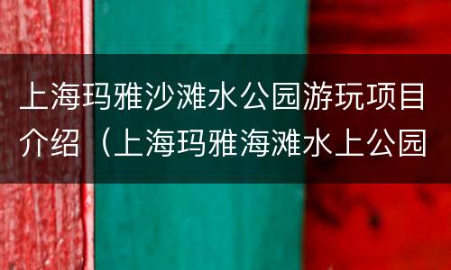 上海玛雅沙滩水公园游玩项目介绍（上海玛雅海滩水上公园）