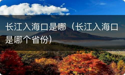 长江入海口是哪（长江入海口是哪个省份）