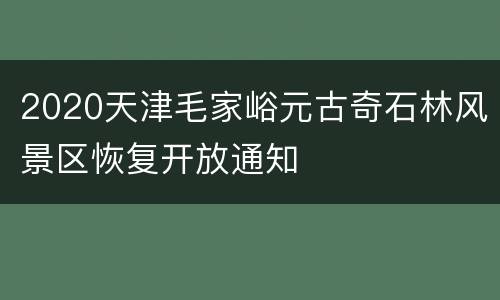2020天津毛家峪元古奇石林风景区恢复开放通知