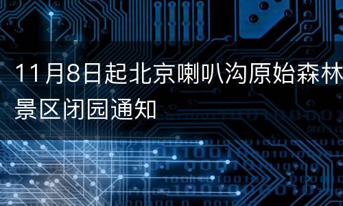11月8日起北京喇叭沟原始森林景区闭园通知