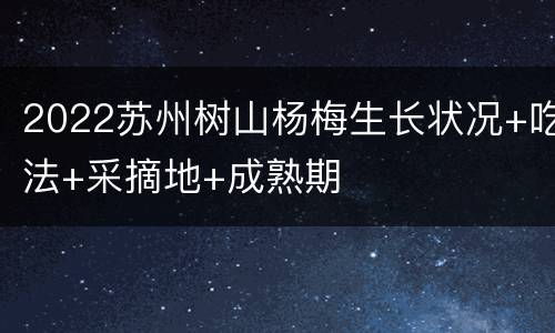 2022苏州树山杨梅生长状况+吃法+采摘地+成熟期