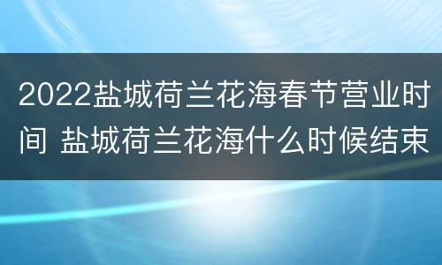 2022盐城荷兰花海春节营业时间 盐城荷兰花海什么时候结束