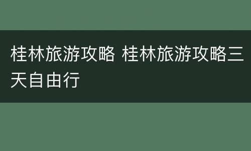 桂林旅游攻略 桂林旅游攻略三天自由行