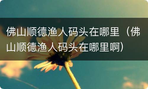 佛山顺德渔人码头在哪里（佛山顺德渔人码头在哪里啊）