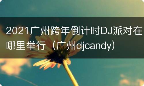 2021广州跨年倒计时DJ派对在哪里举行（广州djcandy）