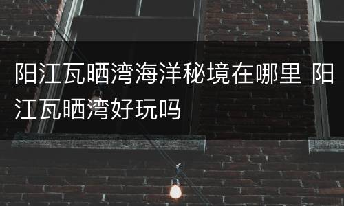 阳江瓦晒湾海洋秘境在哪里 阳江瓦晒湾好玩吗