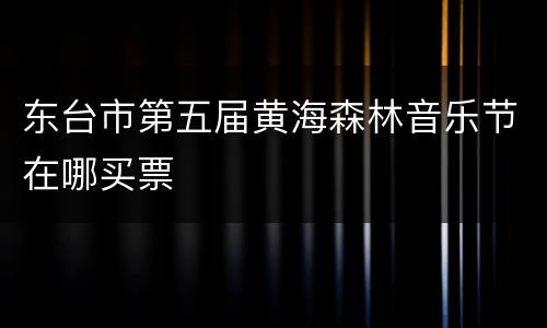 东台市第五届黄海森林音乐节在哪买票
