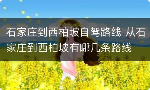 石家庄到西柏坡自驾路线 从石家庄到西柏坡有哪几条路线