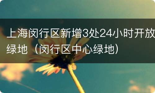 上海闵行区新增3处24小时开放绿地（闵行区中心绿地）