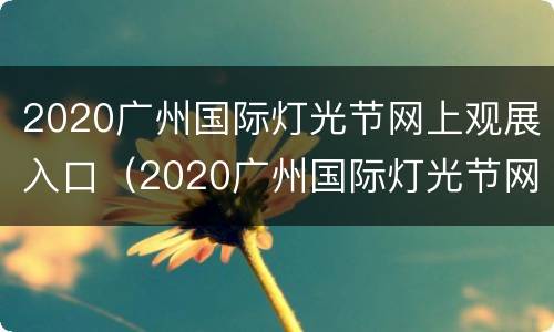 2020广州国际灯光节网上观展入口（2020广州国际灯光节网上观展入口在哪）
