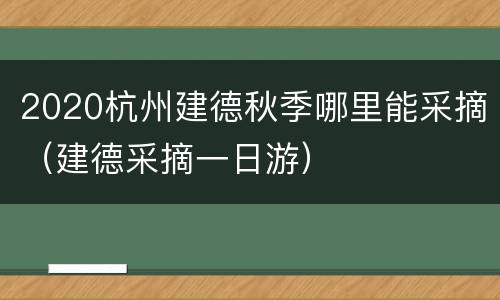 2020杭州建德秋季哪里能采摘（建德采摘一日游）