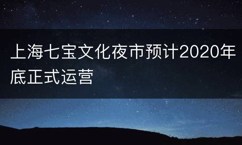 上海七宝文化夜市预计2020年底正式运营