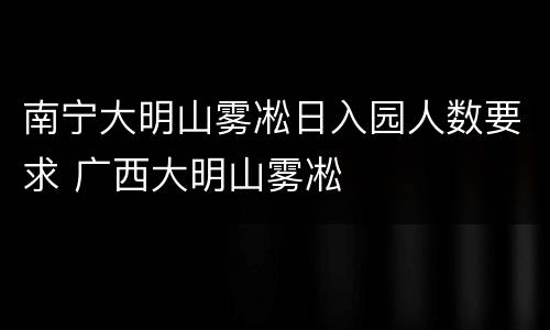 南宁大明山雾凇日入园人数要求 广西大明山雾凇