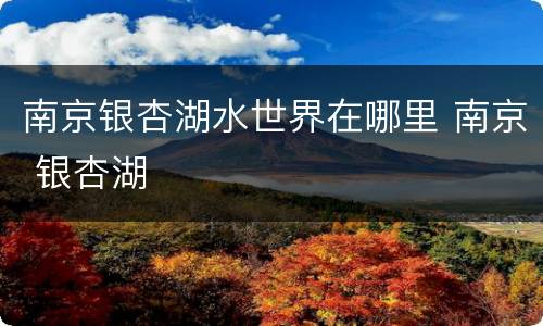 南京银杏湖水世界在哪里 南京 银杏湖