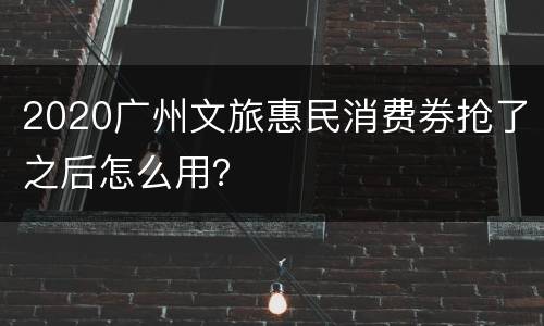 2020广州文旅惠民消费券抢了之后怎么用？