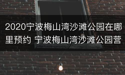 2020宁波梅山湾沙滩公园在哪里预约 宁波梅山湾沙滩公园营业时间