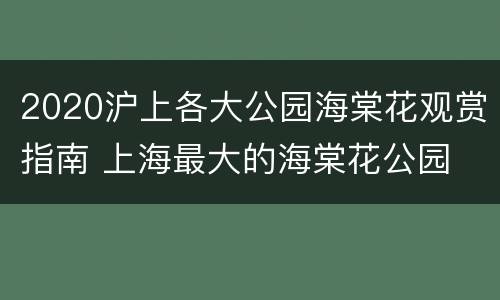 2020沪上各大公园海棠花观赏指南 上海最大的海棠花公园