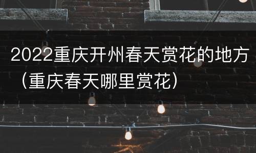 2022重庆开州春天赏花的地方（重庆春天哪里赏花）
