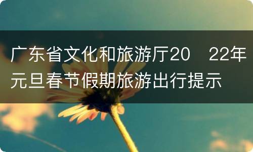广东省文化和旅游厅20​22年元旦春节假期旅游出行提示