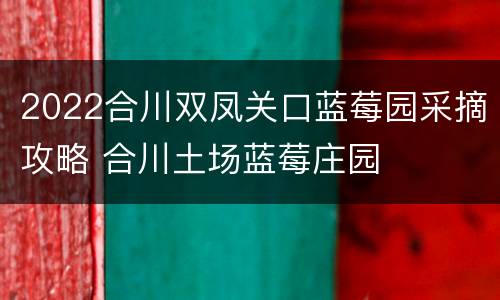 2022合川双凤关口蓝莓园采摘攻略 合川土场蓝莓庄园
