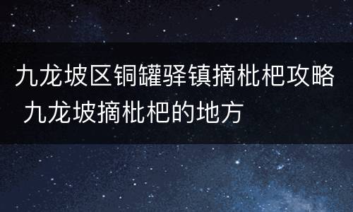 九龙坡区铜罐驿镇摘枇杷攻略 九龙坡摘枇杷的地方