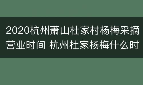 2020杭州萧山杜家村杨梅采摘营业时间 杭州杜家杨梅什么时间