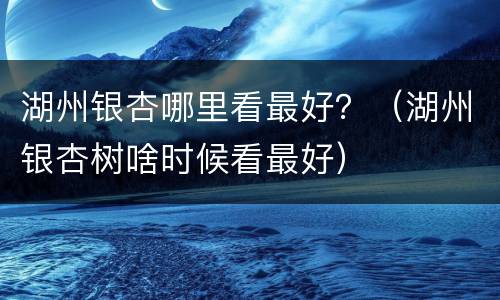 湖州银杏哪里看最好？（湖州银杏树啥时候看最好）